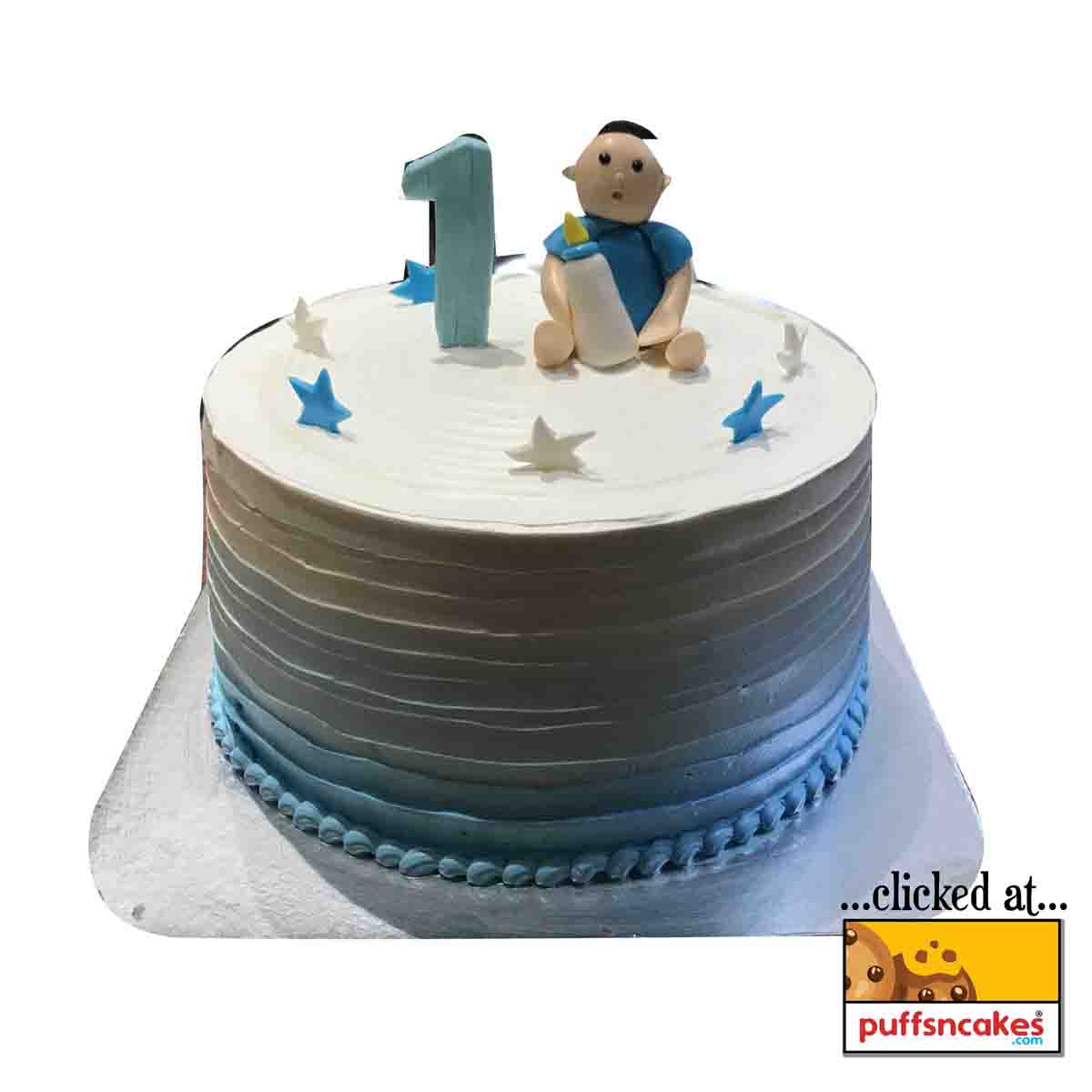 (990) Baby First Birthday Theme Cream Cake